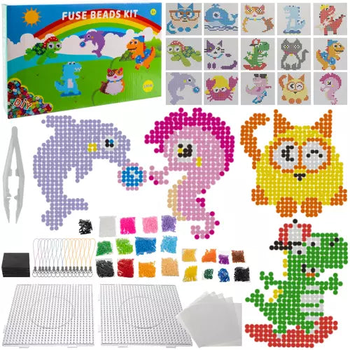 Set margele de calcat pentru breloc, Zola®, 6500 bucati, 15 planse,  accesorii, multicolor Set margele de calcat pentru breloc, Zola®, 6500 bucati, 15 planse,  accesorii, multicolor